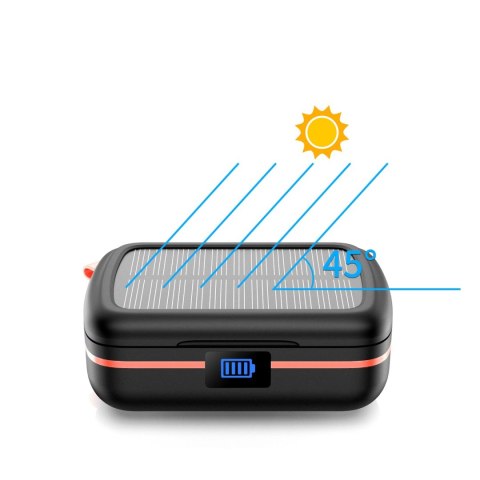 Słuchawki bezprzewodowe TWS wodoodporne z ładowarką solarną i powerbankiem 2500mAh czarny