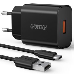 Szybka ładowarka sieciowa QuickCharge 3.0 18W 3A + kabel USB 1m czarny