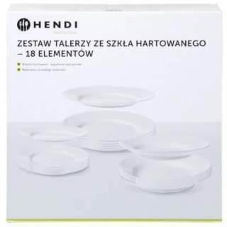 Zestaw talerzy ze szkła hartowanego 18 el. - Hendi 795224