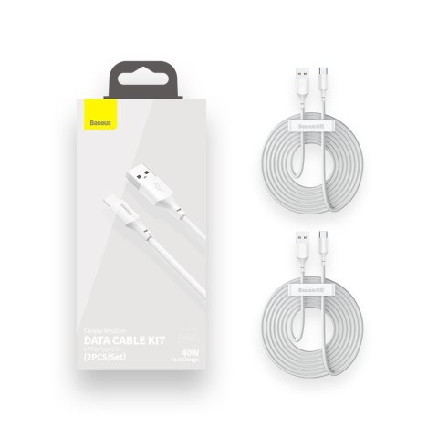 2x kabel USB USB-C szybkie ładowanie Power Delivery Quick Charge 40 W 5 A 1.5 m biały