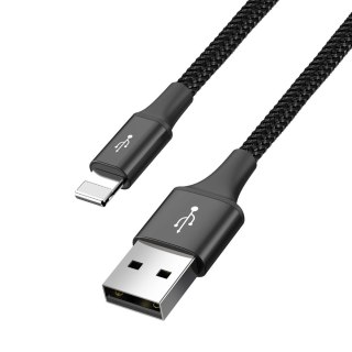 Kabel przewód USB 4w1 Iphone Lightning 2 x USB-C microUSB w nylonowym oplocie 3.5A 1.2m czarny