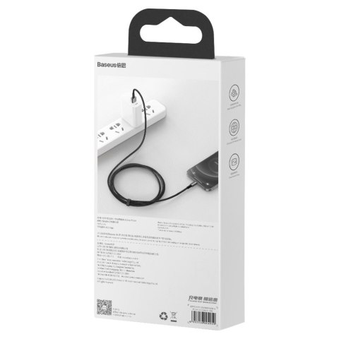 Mocny przewód kabel w oplocie USB Iphone Lightning 2.4 A 2 m czarny