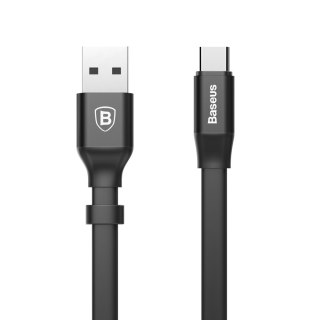 Płaski kabel przewód USB USB-C z uchwytem 2A 23CM czarny