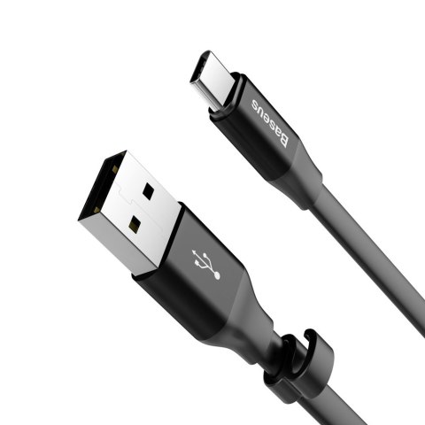 Płaski kabel przewód USB USB-C z uchwytem 2A 23CM czarny