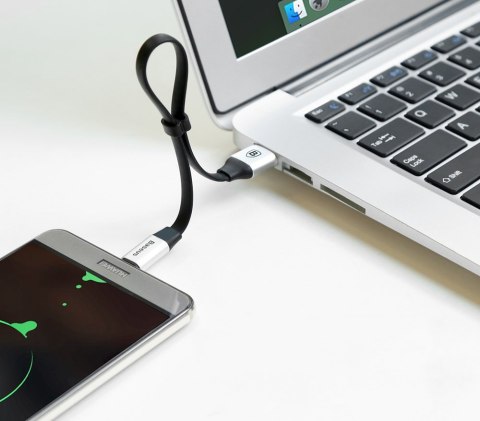 Płaski kabel przewód USB USB-C z uchwytem 2A 23CM czarny