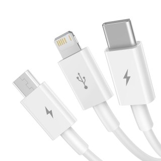 Superior 3w1 kabel USB Iphone Lightning USB-C microUSB 3.5 A 1.5 m Biały