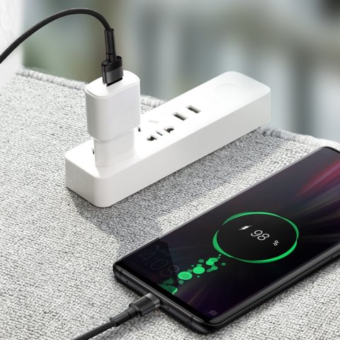 Wytrzymały Kabel przewód USB USB-C 40W Quick Charge 3.0 QC 3.0 1m szaro-czarny