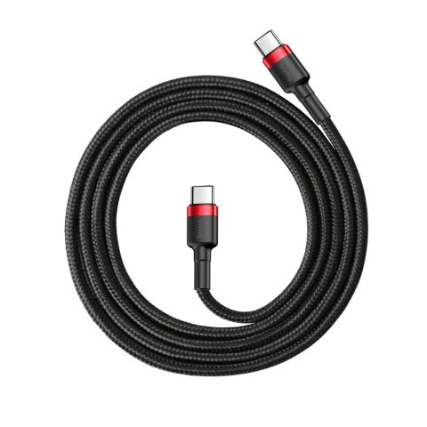 Wytrzymały elastyczny kabel przewód USB-C PD PD 2.0 60W 20V 3A QC3.0 1M czarny-czerwony