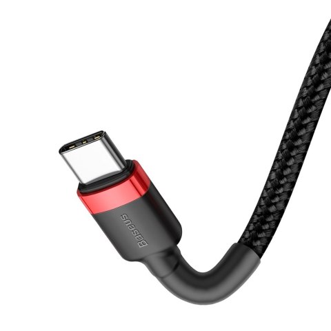 Wytrzymały elastyczny kabel przewód USB-C PD PD 2.0 60W 20V 3A QC3.0 1M czarny-czerwony