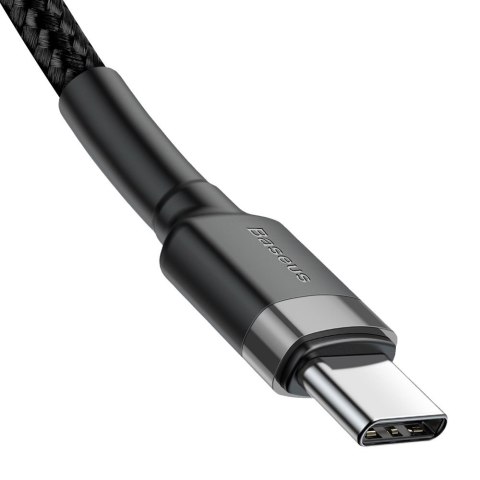 Wytrzymały elastyczny kabel przewód USB-C PD PD 2.0 60W 20V 3A QC3.0 1M czarny-szary