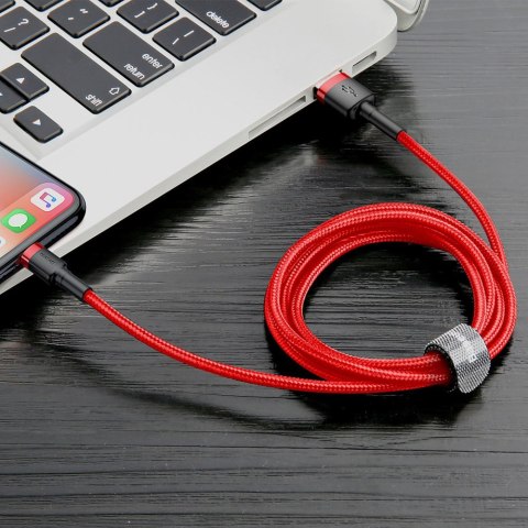 Wytrzymały elastyczny kabel przewód USB Iphone Iphone Lightning QC3.0 2.4A 0.5M czerwony