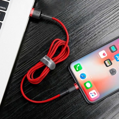 Wytrzymały elastyczny kabel przewód USB Iphone Iphone Lightning QC3.0 2.4A 0.5M czerwony