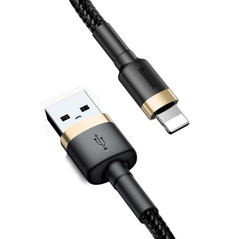 Wytrzymały elastyczny kabel przewód USB Iphone Lightning QC3.0 1.5A 2M czarno-złoty