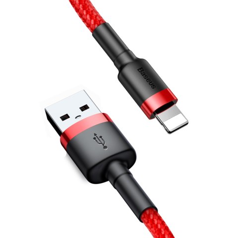 Wytrzymały elastyczny kabel przewód USB Iphone Lightning QC3.0 1.5A 2M czerwony