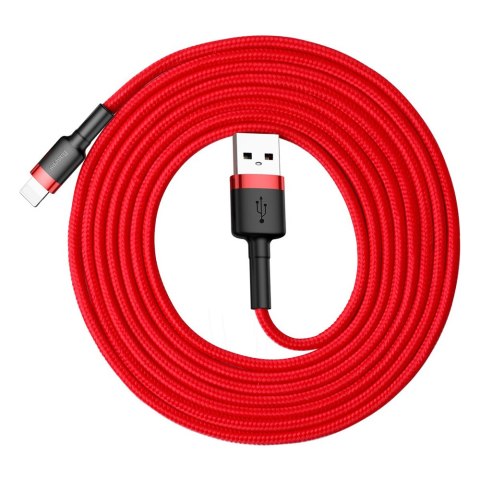 Wytrzymały elastyczny kabel przewód USB Iphone Lightning QC3.0 1.5A 2M czerwony