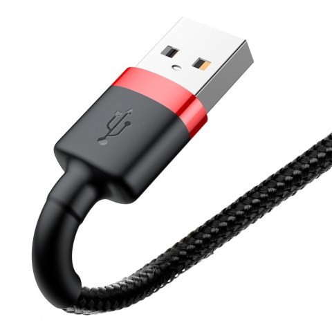 Wytrzymały elastyczny kabel przewód USB Iphone Lightning QC3.0 2.4A 0.5M czarno-czerwony