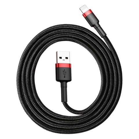 Wytrzymały elastyczny kabel przewód USB Iphone Lightning QC3.0 2.4A 1M czarno-czerwony