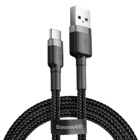 Wytrzymały elastyczny kabel przewód USB USB-C QC3.0 2A 2M czarno-szary