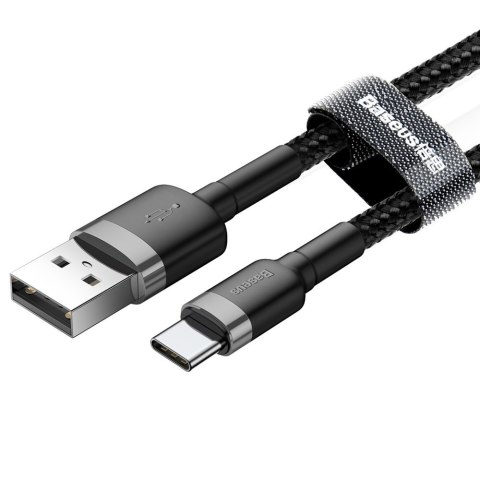 Wytrzymały elastyczny kabel przewód USB USB-C QC3.0 2A 2M czarno-szary