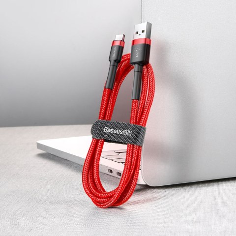 Wytrzymały elastyczny kabel przewód USB USB-C QC3.0 2A 2M czerwony