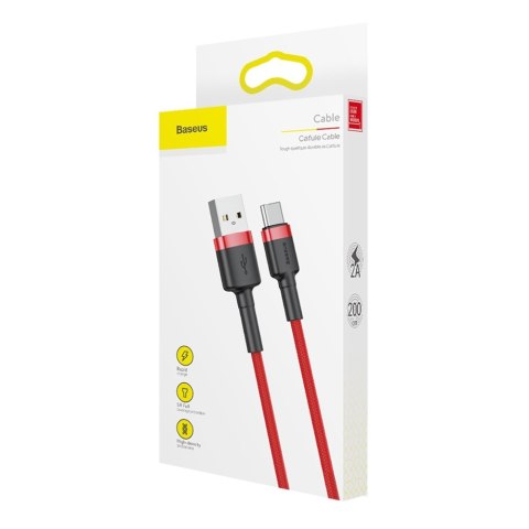 Wytrzymały elastyczny kabel przewód USB USB-C QC3.0 2A 2M czerwony