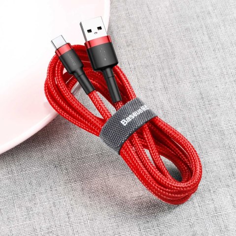 Wytrzymały elastyczny kabel przewód USB USB-C QC3.0 3A 1M czerwony