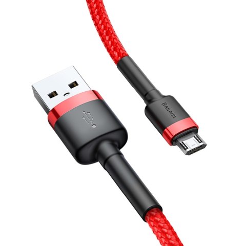 Wytrzymały elastyczny kabel przewód USB microUSB 1.5A 2M czerwony