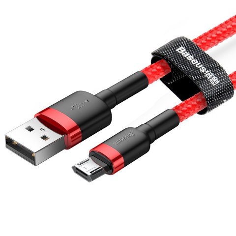 Wytrzymały elastyczny kabel przewód USB microUSB 1.5A 2M czerwony