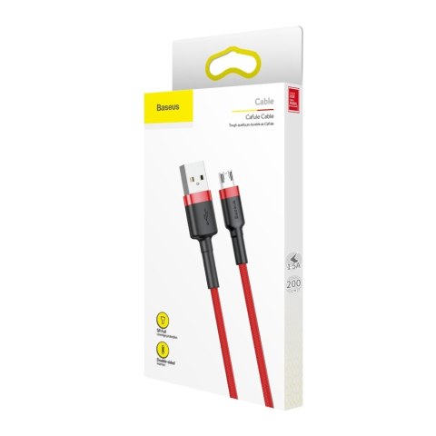 Wytrzymały elastyczny kabel przewód USB microUSB 1.5A 2M czerwony