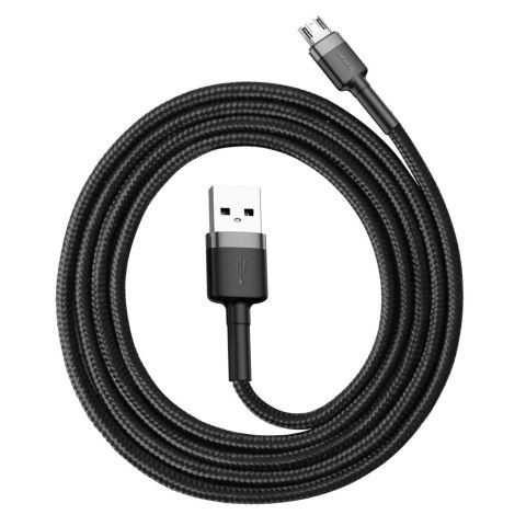 Wytrzymały elastyczny kabel przewód USB microUSB QC3.0 2.4A 1M czarno-szary