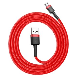 Wytrzymały elastyczny kabel przewód USB microUSB QC3.0 2.4A 1M czerwony