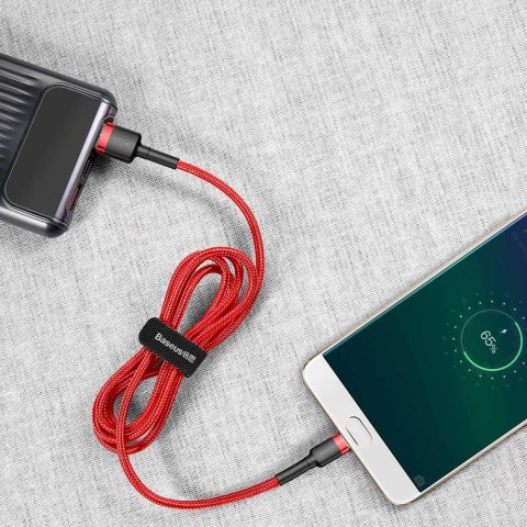 Wytrzymały elastyczny kabel przewód USB microUSB QC3.0 2.4A 1M czerwony