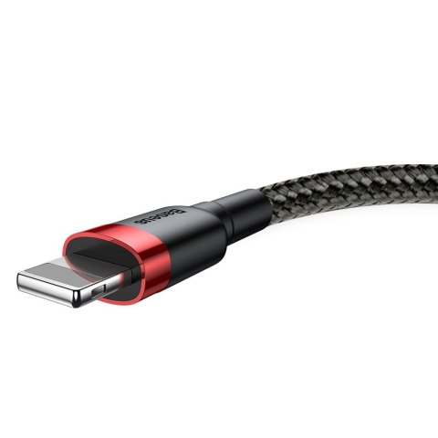 Wytrzymały nylonowy kabel przewód USB Iphone Lightning QC3.0 2A 3M czarno-czerwony