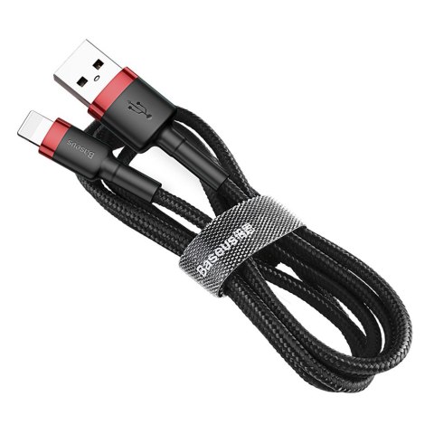 Wytrzymały nylonowy kabel przewód USB Iphone Lightning QC3.0 2A 3M czarno-czerwony