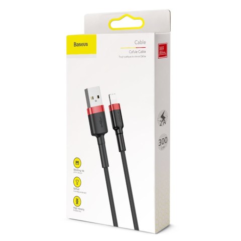 Wytrzymały nylonowy kabel przewód USB Iphone Lightning QC3.0 2A 3M czarno-czerwony