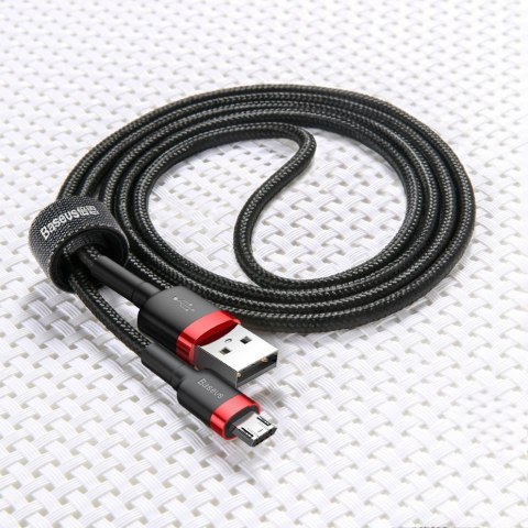 Wytrzymały nylonowy kabel przewód USB microUSB 2A 3M czarno-szary