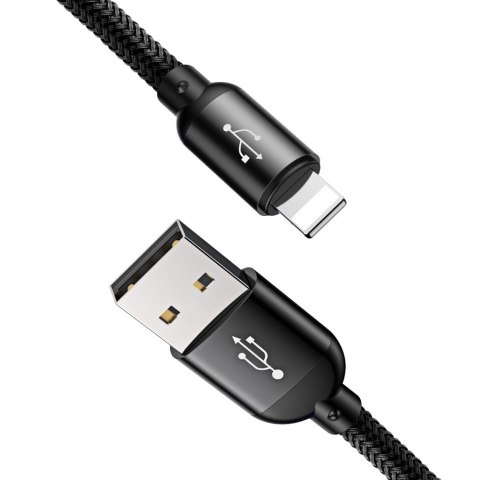 Wytrzymały przewód kabel 3w1 USB microUSB Iphone Lightning USB-C 3.5A 1.2M czarny