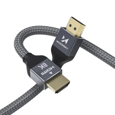 Kabel przewód HDMI 2.1 8K 60 Hz 48 Gbps 4K 120 Hz 2K 144 Hz 1 m srebrny