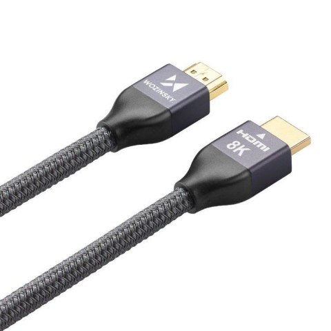 Kabel przewód HDMI 2.1 8K 60 Hz 48 Gbps 4K 120 Hz 2K 144 Hz 1 m srebrny