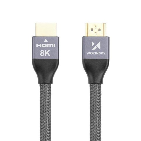 Kabel przewód HDMI 2.1 8K 60 Hz 48 Gbps 4K 120 Hz 2K 144 Hz 1 m srebrny