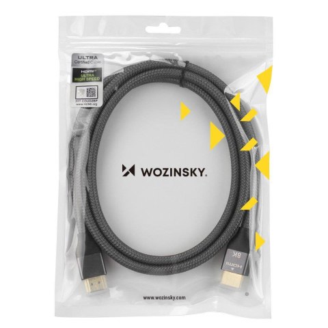 Kabel przewód HDMI 2.1 8K 60 Hz 48 Gbps 4K 120 Hz 2K 144 Hz 1 m srebrny