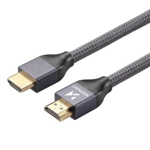 Kabel przewód HDMI 2.1 8K 60 Hz 48 Gbps 4K 120 Hz 2K 144 Hz 1 m srebrny