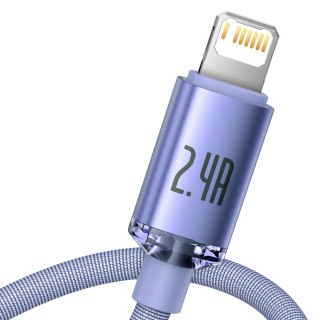 Kabel przewód do szybkiego ładowania i transferu danych USB Iphone Lightning 2.4A 1.2m fioletowy