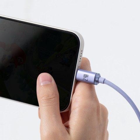 Kabel przewód do szybkiego ładowania i transferu danych USB Iphone Lightning 2.4A 1.2m fioletowy