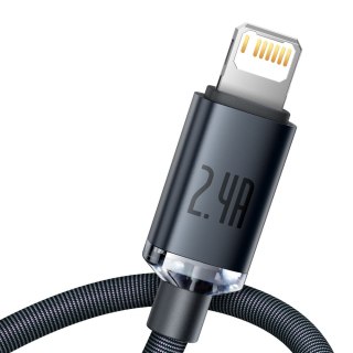 Kabel przewód do szybkiego ładowania i transferu danych USB Iphone Lightning 2.4A 2m czarny