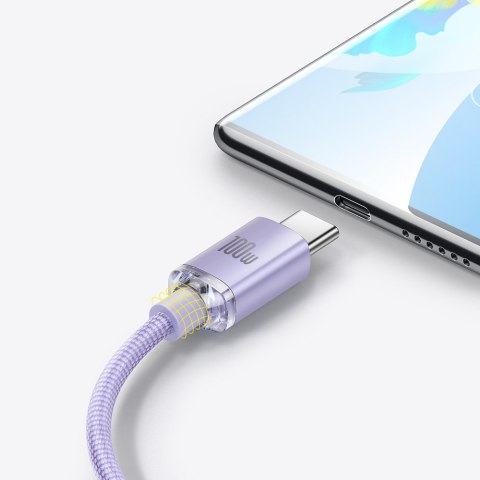 Kabel przewód do szybkiego ładowania i transferu danych USB USB-C 100W 1.2m fioletowy