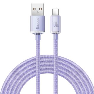 Kabel przewód do szybkiego ładowania i transferu danych USB USB-C 100W 2m fioletowy