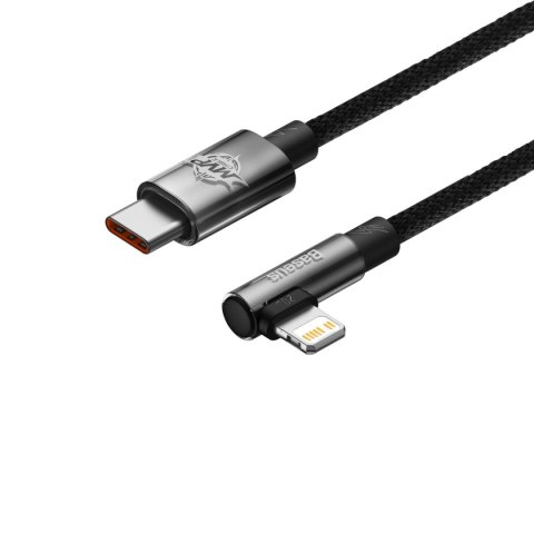 Kątowy kabel przewód Power Delivery z bocznym wtykiem USB-C Iphone Lightning 1m 20W czarny