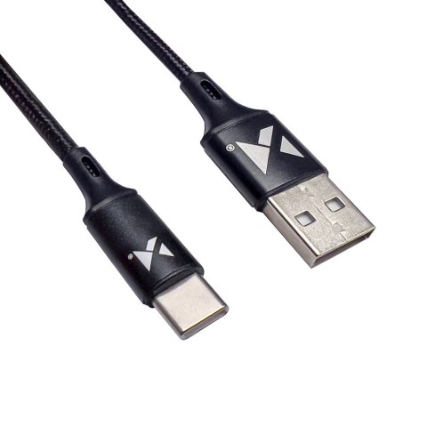 Mocny kabel przewód w oplocie USB USB-C 2.4A 1m czarny