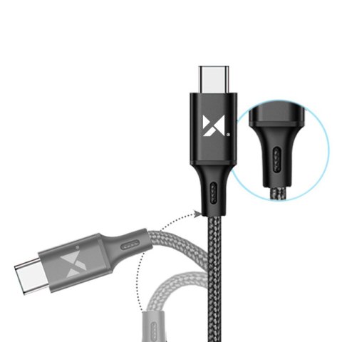 Mocny kabel przewód w oplocie USB USB-C 2.4A 1m czarny